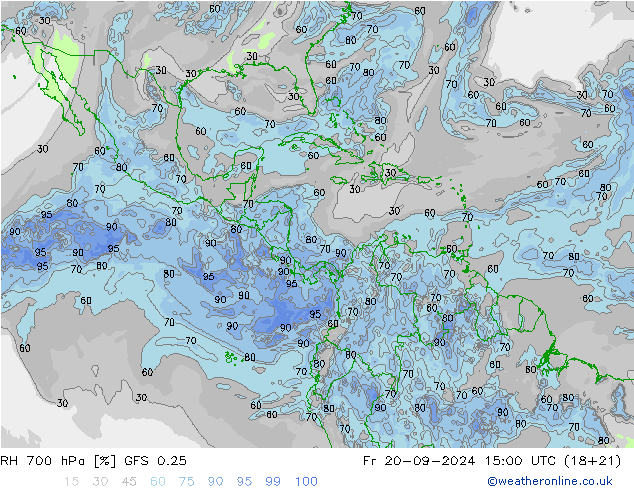 RH 700 hPa GFS 0.25 Fr 20.09.2024 15 UTC