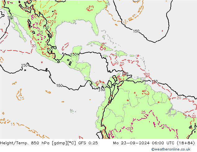 Z500/Rain (+SLP)/Z850 GFS 0.25  23.09.2024 06 UTC