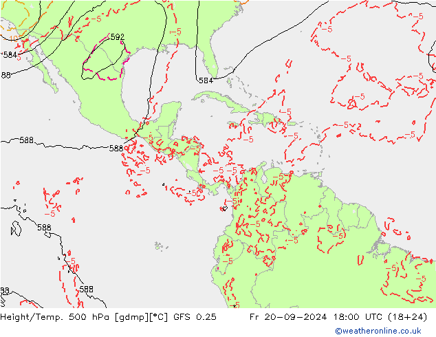 Z500/Rain (+SLP)/Z850 GFS 0.25 Fr 20.09.2024 18 UTC