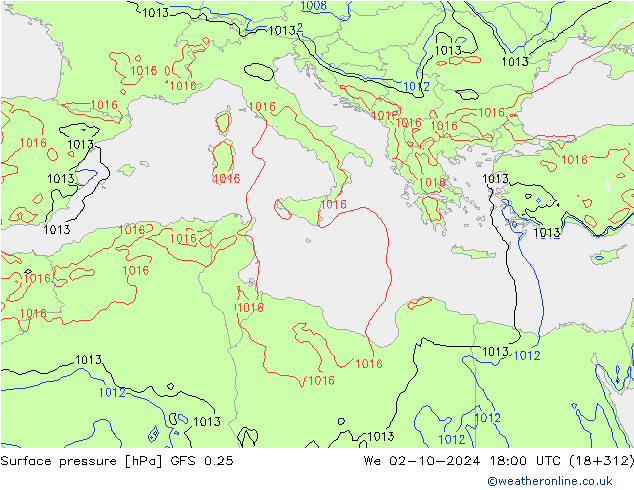 GFS 0.25: mer 02.10.2024 18 UTC