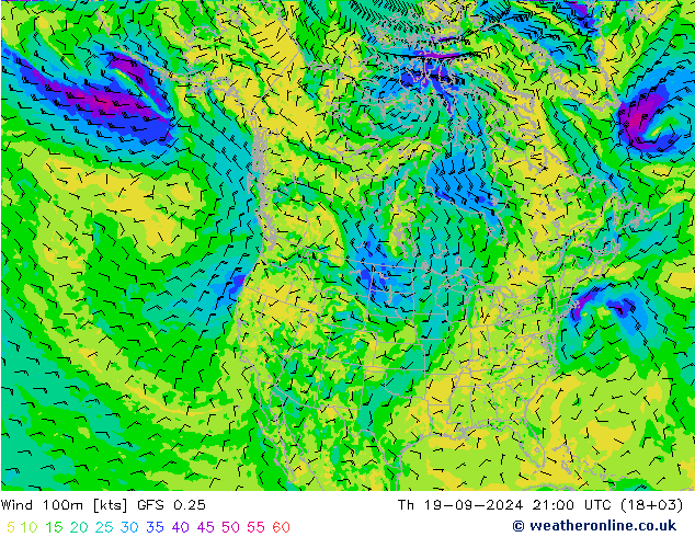 Wind 100m GFS 0.25 Čt 19.09.2024 21 UTC