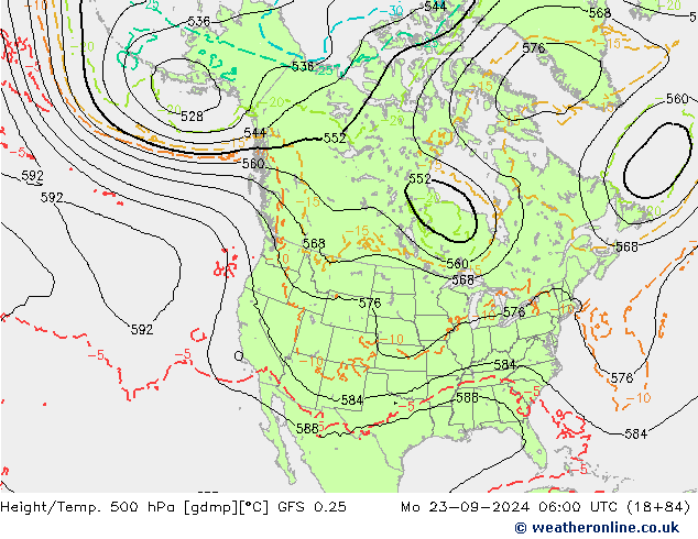 Height/Temp. 500 hPa GFS 0.25 Mo 23.09.2024 06 UTC