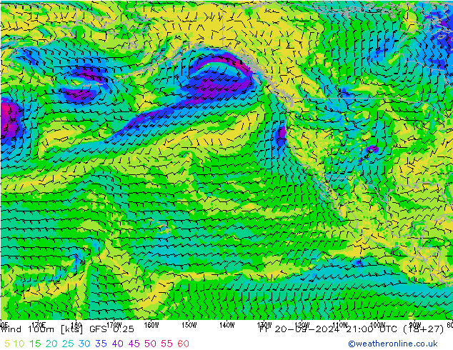 Wind 100m GFS 0.25 Fr 20.09.2024 21 UTC