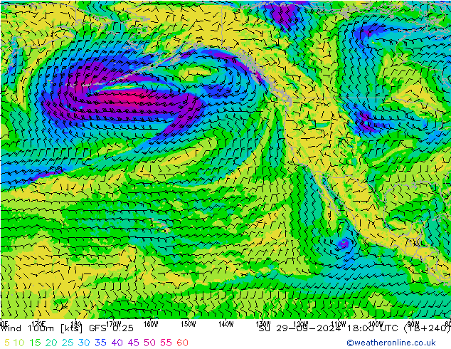 Wind 100m GFS 0.25 Su 29.09.2024 18 UTC