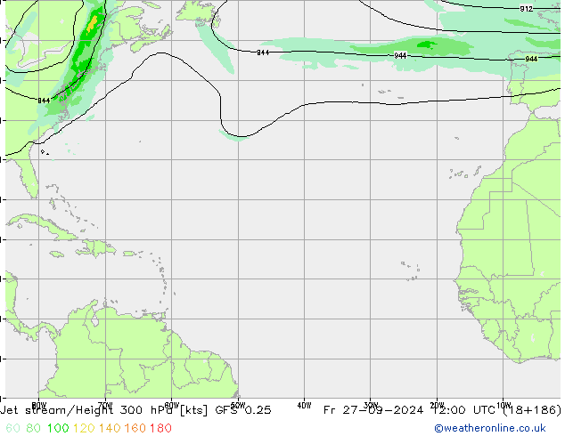 Courant-jet GFS 0.25 ven 27.09.2024 12 UTC