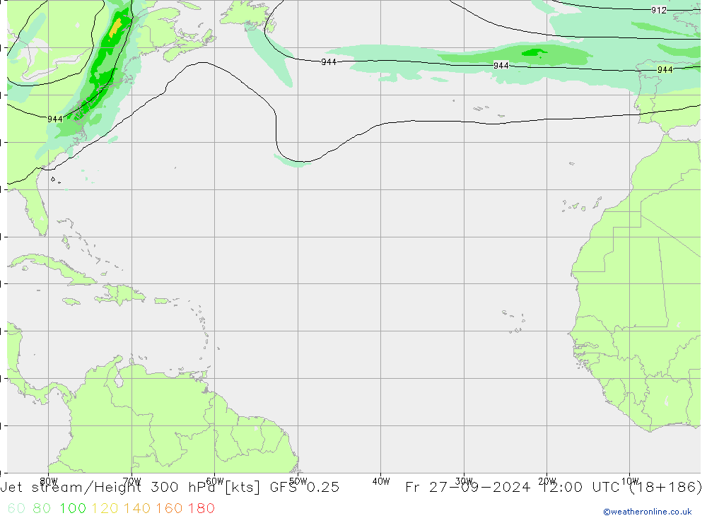 Jet stream GFS 0.25 Sex 27.09.2024 12 UTC