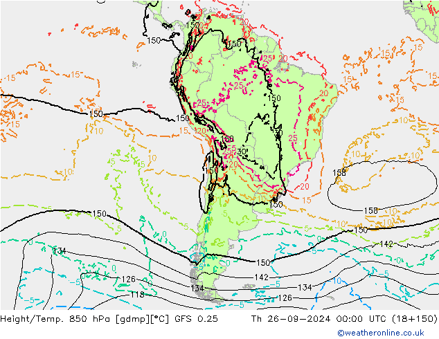 Z500/Rain (+SLP)/Z850 GFS 0.25 Th 26.09.2024 00 UTC