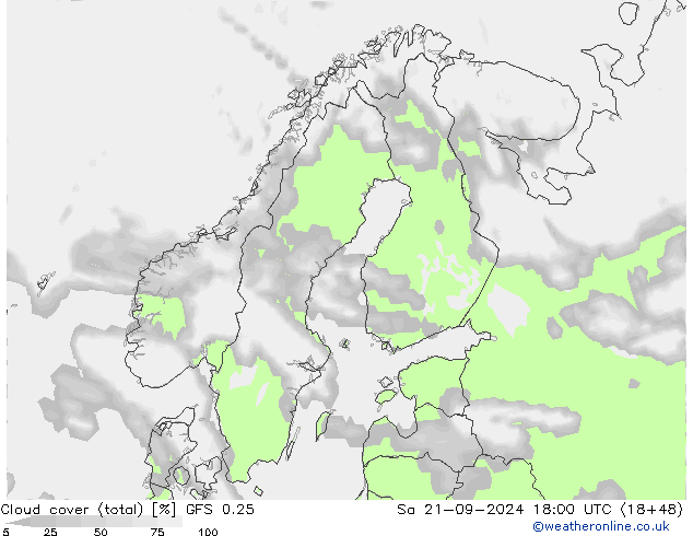 Wolken (gesamt) GFS 0.25 Sa 21.09.2024 18 UTC