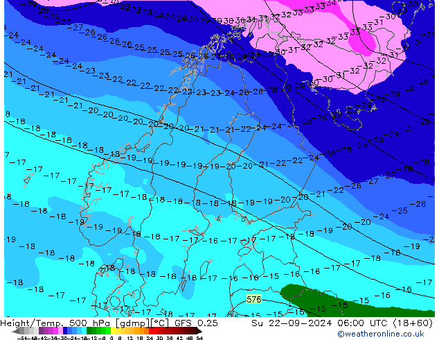 Z500/Regen(+SLP)/Z850 GFS 0.25 zo 22.09.2024 06 UTC