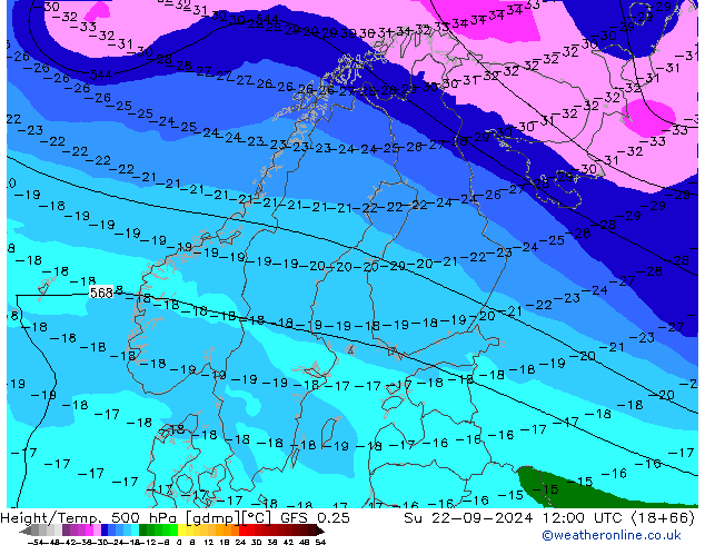 Z500/Rain (+SLP)/Z850 GFS 0.25 Ne 22.09.2024 12 UTC