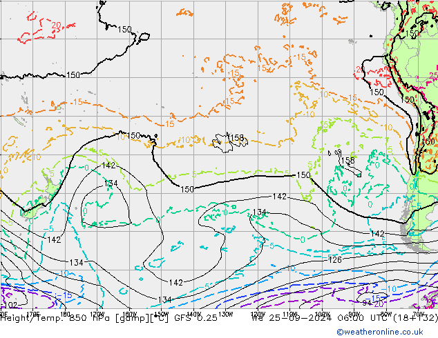 Z500/Rain (+SLP)/Z850 GFS 0.25 śro. 25.09.2024 06 UTC