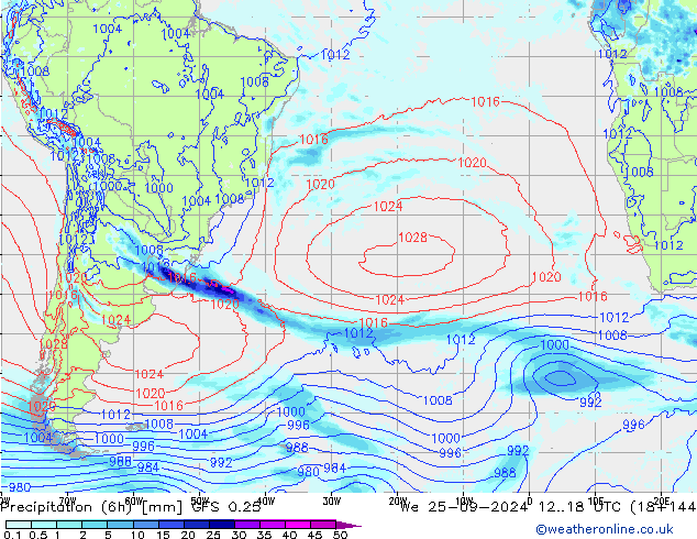 Z500/Yağmur (+YB)/Z850 GFS 0.25 Çar 25.09.2024 18 UTC