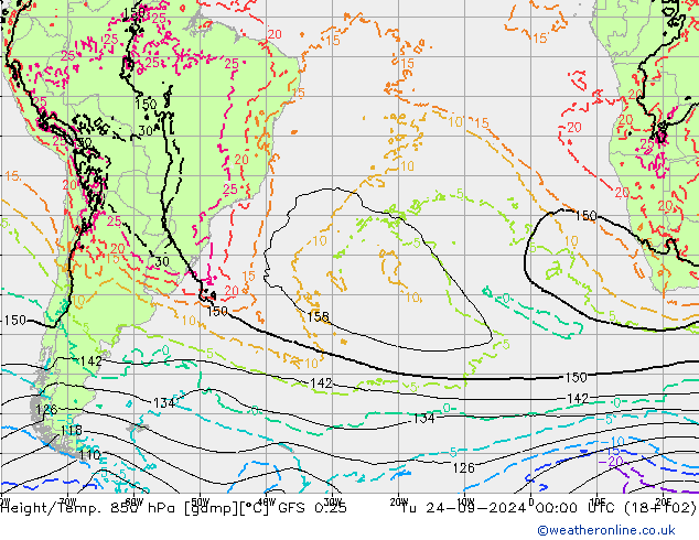 Z500/Rain (+SLP)/Z850 GFS 0.25 Út 24.09.2024 00 UTC