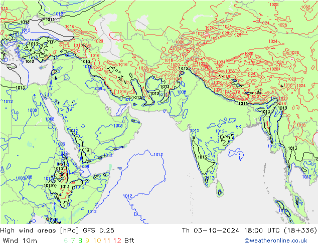 High wind areas GFS 0.25  03.10.2024 18 UTC