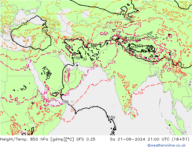 Z500/Rain (+SLP)/Z850 GFS 0.25 so. 21.09.2024 21 UTC