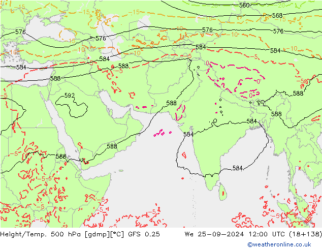 Height/Temp. 500 hPa GFS 0.25 Mi 25.09.2024 12 UTC