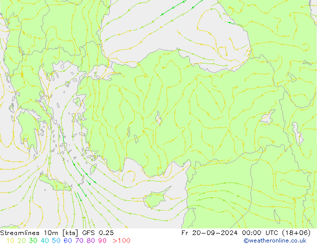 Streamlines 10m GFS 0.25 Fr 20.09.2024 00 UTC