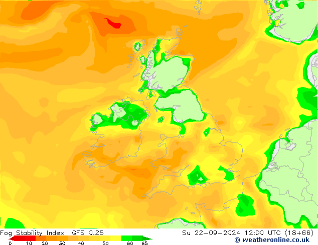 Fog Stability Index GFS 0.25 Su 22.09.2024 12 UTC