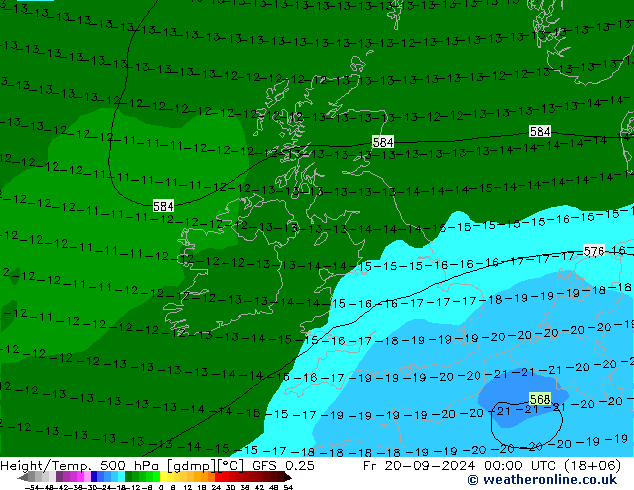 Z500/Rain (+SLP)/Z850 GFS 0.25 Pá 20.09.2024 00 UTC