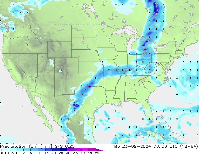 Z500/Rain (+SLP)/Z850 GFS 0.25 пн 23.09.2024 06 UTC