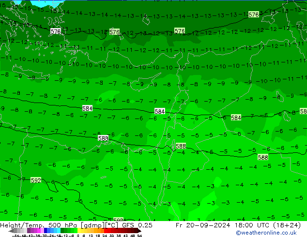 Z500/Rain (+SLP)/Z850 GFS 0.25 пт 20.09.2024 18 UTC