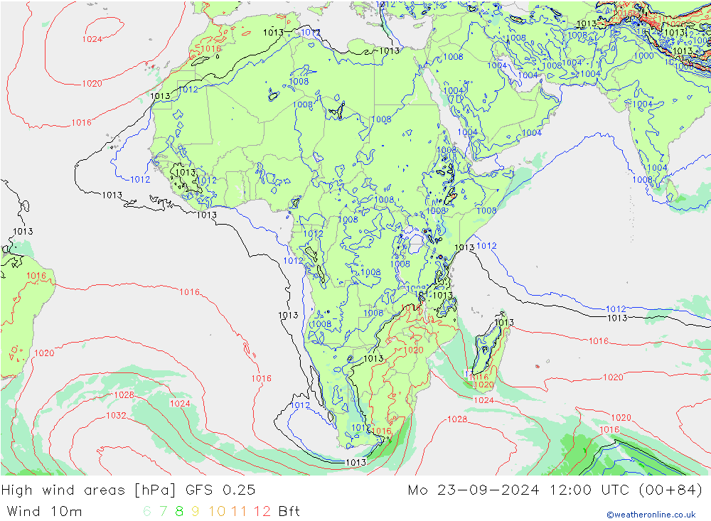 High wind areas GFS 0.25  23.09.2024 12 UTC