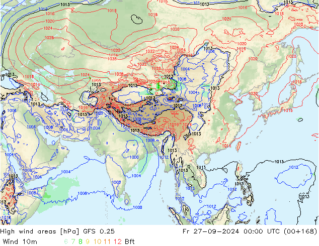 Izotacha GFS 0.25 pt. 27.09.2024 00 UTC