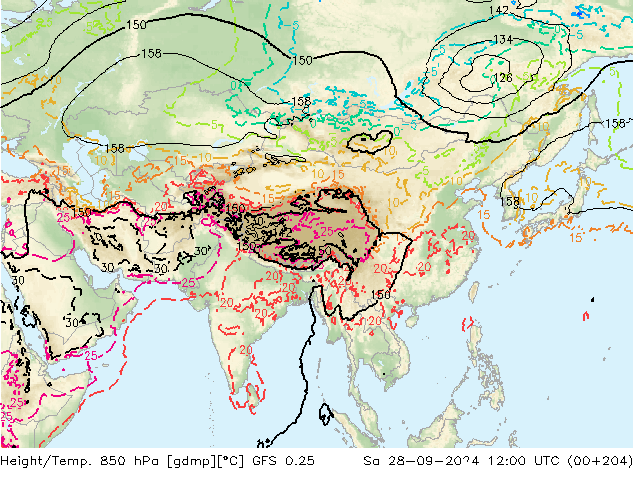 Z500/Rain (+SLP)/Z850 GFS 0.25 so. 28.09.2024 12 UTC