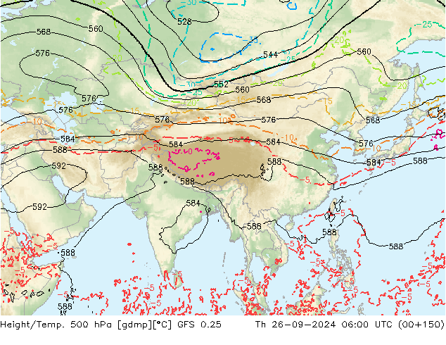 Z500/Rain (+SLP)/Z850 GFS 0.25 чт 26.09.2024 06 UTC