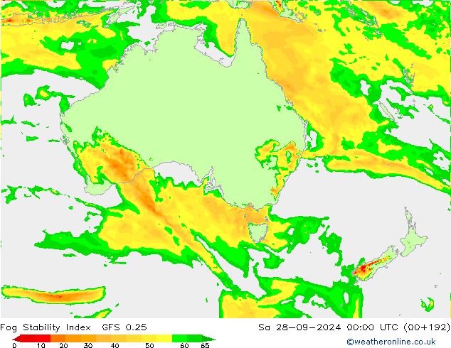 Fog Stability Index GFS 0.25 Sa 28.09.2024 00 UTC