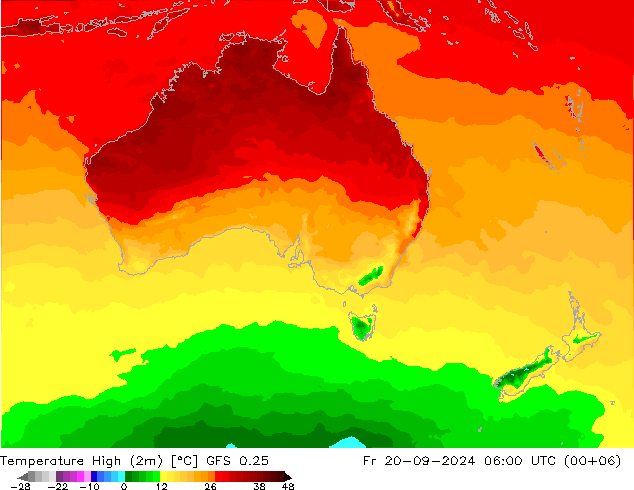 Temperatura máx. (2m) GFS 0.25 vie 20.09.2024 06 UTC