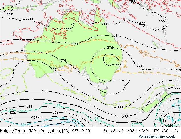 Z500/Rain (+SLP)/Z850 GFS 0.25 сб 28.09.2024 00 UTC