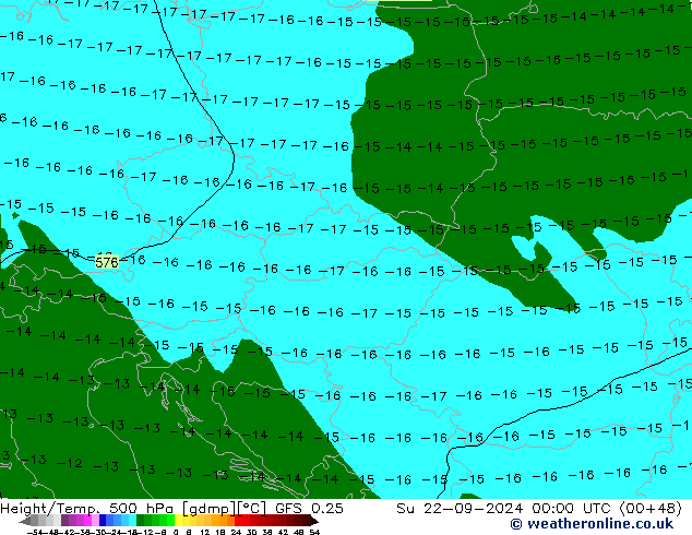 Z500/Rain (+SLP)/Z850 GFS 0.25 Su 22.09.2024 00 UTC