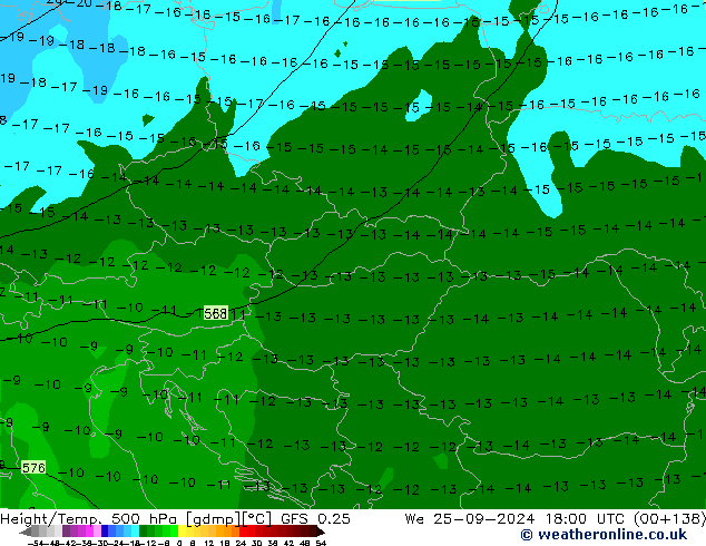 Hoogte/Temp. 500 hPa GFS 0.25 wo 25.09.2024 18 UTC