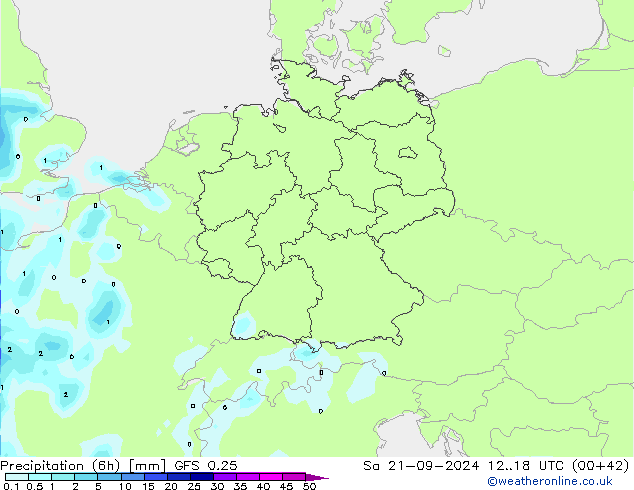 Z500/Rain (+SLP)/Z850 GFS 0.25 so. 21.09.2024 18 UTC