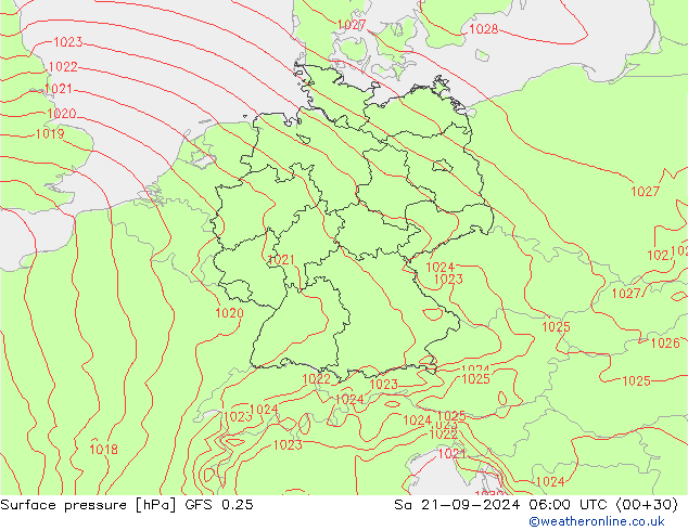 Bodendruck GFS 0.25 Sa 21.09.2024 06 UTC