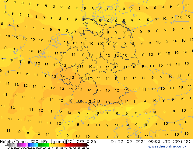 Z500/Regen(+SLP)/Z850 GFS 0.25 zo 22.09.2024 00 UTC