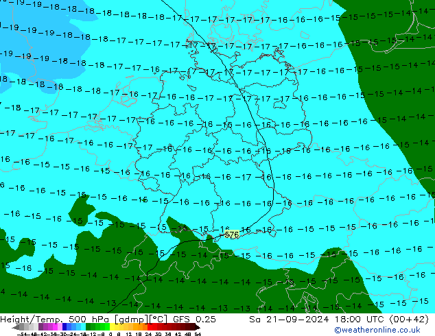 Z500/Rain (+SLP)/Z850 GFS 0.25 so. 21.09.2024 18 UTC