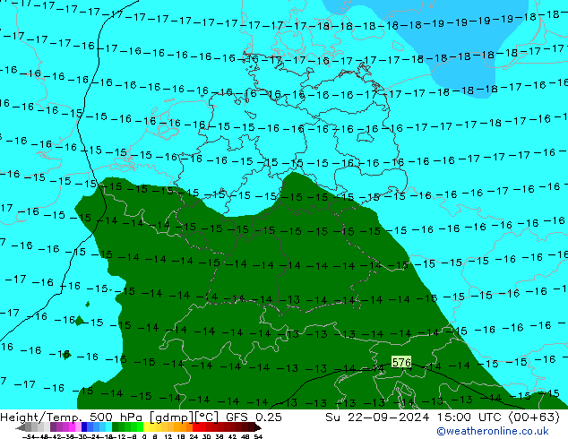 Z500/Yağmur (+YB)/Z850 GFS 0.25 Paz 22.09.2024 15 UTC