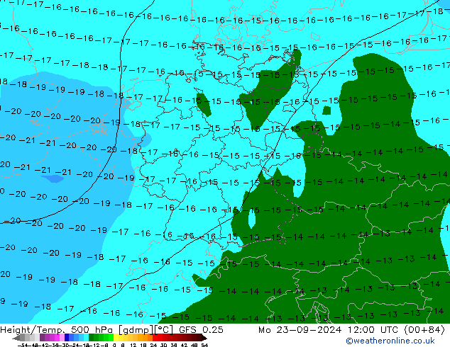 Z500/Rain (+SLP)/Z850 GFS 0.25 Mo 23.09.2024 12 UTC