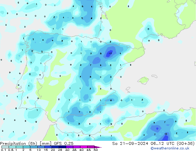 Z500/Rain (+SLP)/Z850 GFS 0.25  21.09.2024 12 UTC