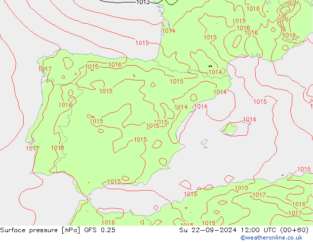 GFS 0.25: zo 22.09.2024 12 UTC