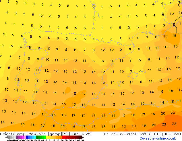 Z500/Rain (+SLP)/Z850 GFS 0.25 vie 27.09.2024 18 UTC