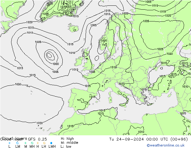 Cloud layer GFS 0.25 Sa 24.09.2024 00 UTC