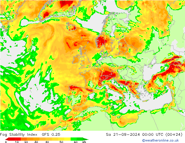 Fog Stability Index GFS 0.25 sam 21.09.2024 00 UTC