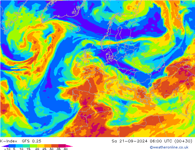 K-Index GFS 0.25  21.09.2024 06 UTC