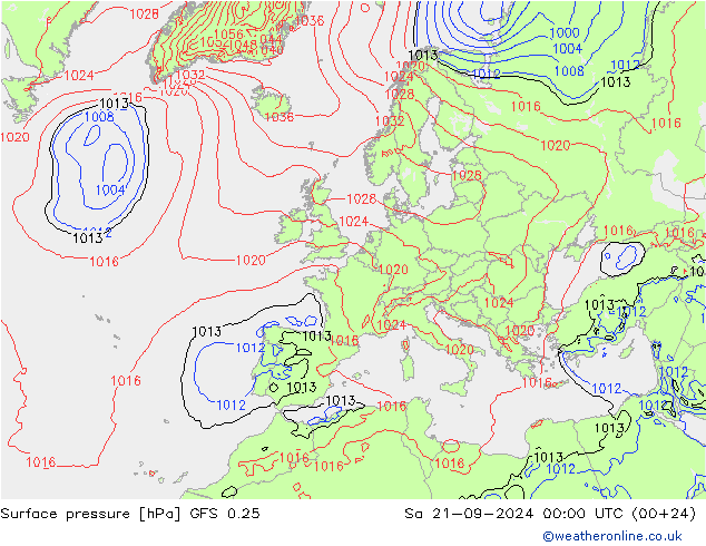 Bodendruck GFS 0.25 Sa 21.09.2024 00 UTC