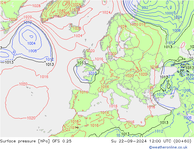 GFS 0.25: dim 22.09.2024 12 UTC