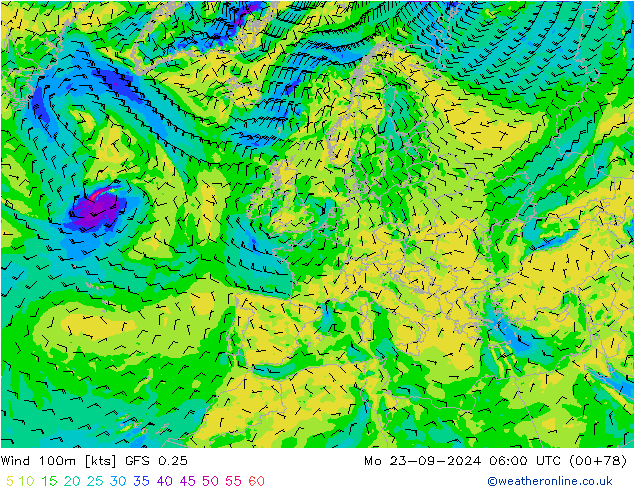  100m GFS 0.25  23.09.2024 06 UTC