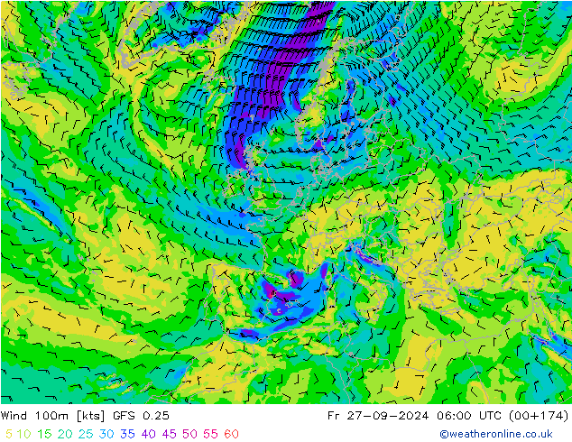 Rüzgar 100m GFS 0.25 Cu 27.09.2024 06 UTC